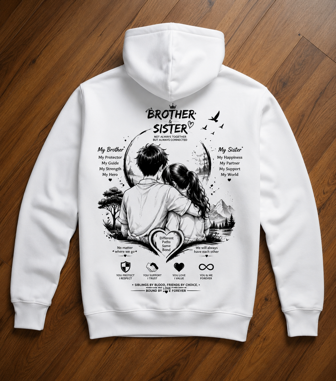 Brother sister white hoodie