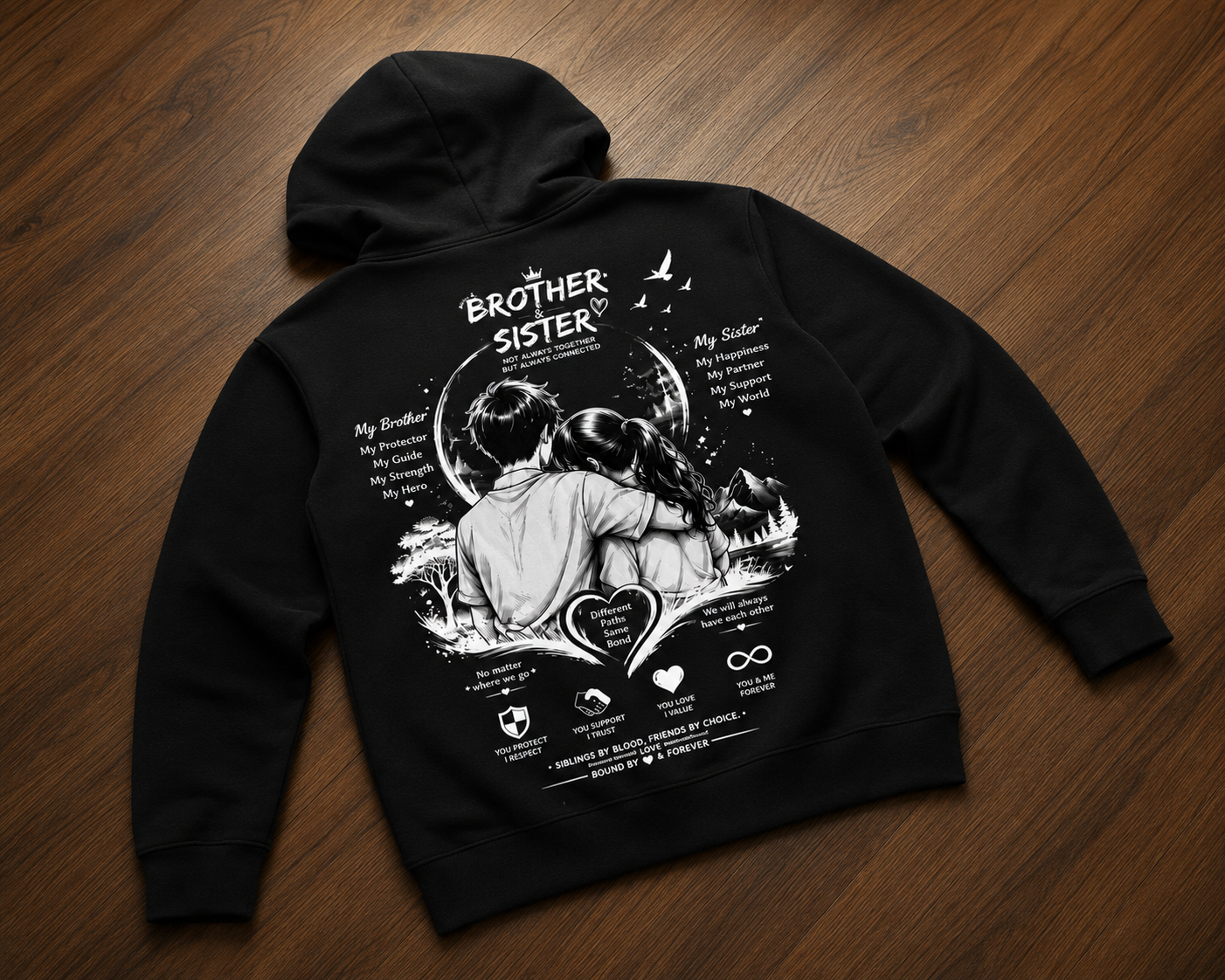 Brother sister hoodie Black